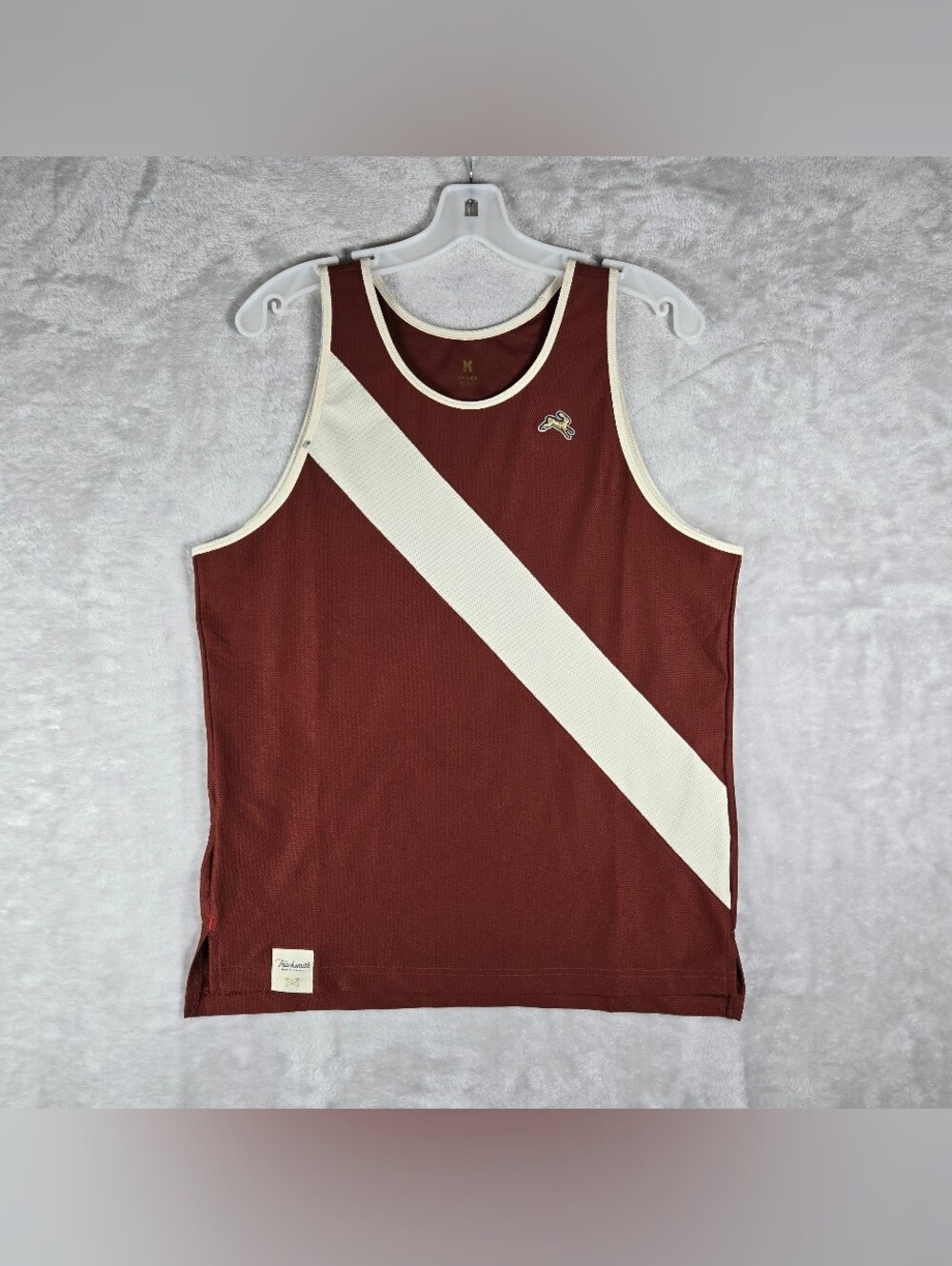 Tracksmith Tank Shirt Mens Size Medium Running Performance Burgundy Striped